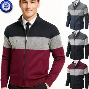 남성 가을겨울 WARM 뉴 니트 ONE라인 스탠드카라 벨벳기모 가디건 집업 점퍼 보온 방풍 4칼라 /4