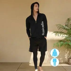 [하프클럽/베이직 엘르]베이직엘르 남성인 후드 집업 래쉬가드 워터레깅스 비치반바지 세트 B