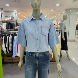 시슬리/애플아울렛/반팔 크롭 셔츠형 데님 자켓 SADKC1531