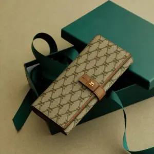 [헤지스](대구신세계)[헤리아토] 브라운 시그니처 패턴 가죽 장지갑 HIWA5F883W2