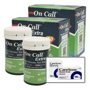 온콜 엑스트라 혈당시험지 100매 + 침100개 + 솜100매 당측정 검사지 G
