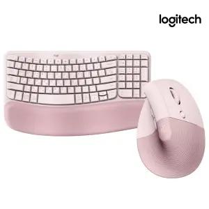 로지텍코리아 웨이브 KEYS 리프트 콤보 인체공학 무선 키보드마우스세트 로즈핑크