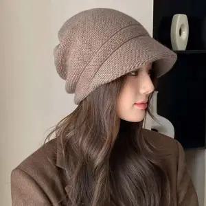 3컬러 가을 겨울 데일리 방한 이중 니트모자 캡비니