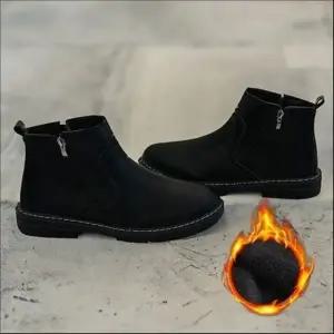 남성 겨울 기모부츠 첼시워커 옆지퍼 방한 신발 스티치