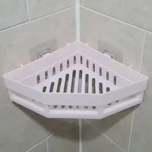 욕실 코너 수납 선반 부착식 진열대 다용도 모서리 정리함 (WFKD3A4)