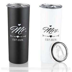DHQH 부부 2026 텀블러 세트, 신혼부부 아내 남편 신부를 위한 약혼 결혼 선물 20온스 여행 총각 파티