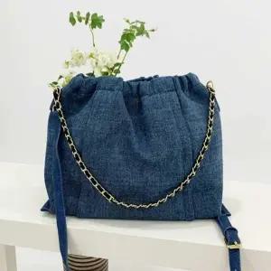 골드 체인 숄더 크로스 데님 백 코디 여성 데님 가방
