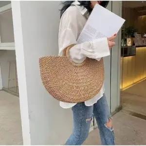 (색상 브라운)당일 빅라운드 비치백 라탄백 왕골가방 토트백