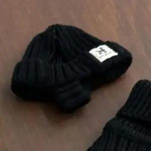 강아지 골지 트리플 비니 모자 블랙 1P 겨울 니트 패션 보온