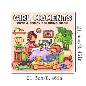 성인과 청소년을 위한 소녀의 순간 색칠하기 책 - 따뜻한 테마의 아늑한 휴식 활동 솔로 레저를 완벽한 선