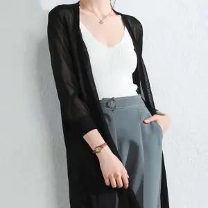 쿨샵 여성 루즈핏 롱가디건 시스루 여리스타일 카디건