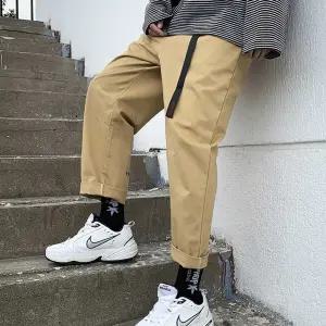 남자 허리밴딩 와이드팬츠 롤업 외출복 편한바지 치노 남성스판 조거