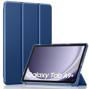 갤럭시 탭 A9 플러스 /A9+ 케이스 11인치 2023, 슬림 스탠드 하드 PC 반투명 후면 쉘 스마트 커버 갤럭시 탭 A9 플러스 태블릿 SM-X210 /X216 /X218, 오토 웨이크 / 슬립, 네이비 블루