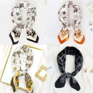 실크 뿌띠 패턴 스카프 가방끈 가을 머플러 두건