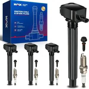 KAX UF751 점화 코일 팩 및 이리듐 플러그 세트 4개 지프 체로키 2014-2020 컴퍼스 2018-2020 레니게이드