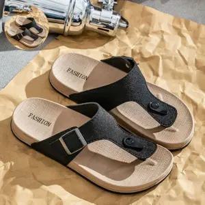 스타일 베이직 세련된 남성용 굽 쪼리 자연스러운