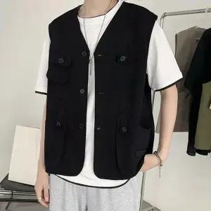 얇은 캐주얼 조끼 아메카지 스타일 여유핏 패션 코디 남자베스트
