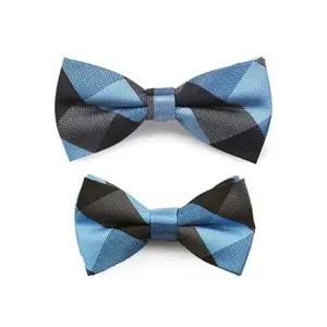 RV045 라이트블루사각패턴 나비넥타이