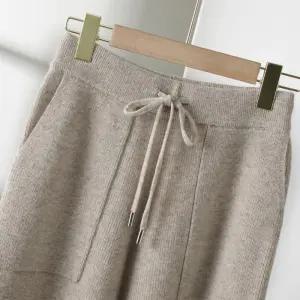 울 니트 바지 데일리 포켓 가공 와이드 허리 빅 100 팬츠