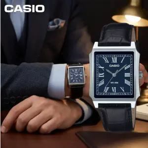 [카시오]사각 탱크 아날로그 남자 가죽손목시계