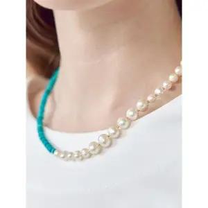 [하프클럽/반하리스]터키석 비즈 담수진주 목걸이