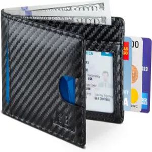 SERMAN 브랜드 RFID 차단 슬림 바이폴드 정품 가죽 얇은 미니멀리스트 프론트 포켓 남성용 빌폴드 지갑