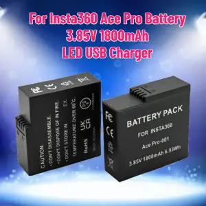 3.85V 1800mAh 카메라 배터리 인스타360 에이스 프로 배터리 LED USB 충전기 360 액션 카메라 액세서리