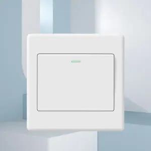 1234 형광등 표시 등이있는 갱 벽 스위치 1Way 버튼 켜기끄기 푸시 버튼 벽 조명 스위치 패널 4 스타일