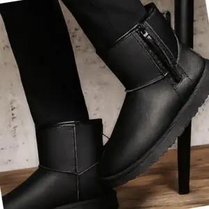 가죽부츠 데일리 사이드지퍼 겨울부츠 부츠 매끈한 한 가죽 기모안감 심플 미들