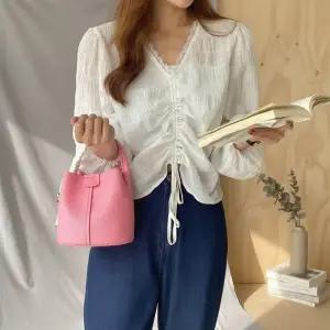 [다잇템] 여성용 2WAY 마후라 쁘띠 들러리 버킷 로프 파우치 토트백