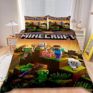 마인크래프트 3피스 이불 커버 게임 월드 몬스터 헌터 침구 세트 싱글 소년 어린이 장식