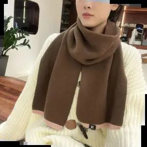 스카프 여성 솔리드 스몰 라벨 머플러 쁘띠 목도리