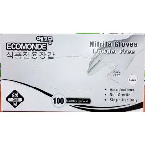 (에코몽 검정색 M 100입) 니크릴장갑/다용도/다목적/니트릴/위생/요리용/일회용/1회용/조리용/음식/식품