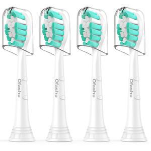 소닉케어 프로텍티브클린 2 시리즈 플라크 컨트롤 4100 5100 6100 9024 6064, 흰색, 4 소닉 브러시 헤드와 호환되는 Ofashu 전동 칫솔 교체 헤드