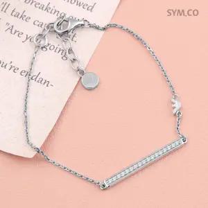 알마니 EG3592 독수리 엠블럼 ID 바 체인 여자 실버 팔찌 d