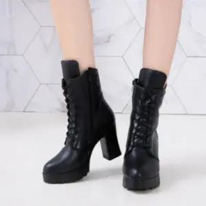 여성 고급 워커 힐 키높이 앵글 앵클 부츠 스트랩 신발