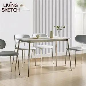[리빙스케치] 메리포핀 1200 테이블 사각 4인 식탁 실버 프레임 업소용 테이블
