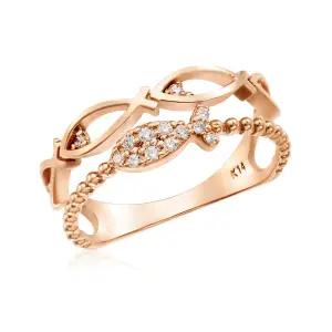 18K 큐빅 물고기 레이어드 2줄 반지 NPR32621