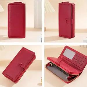 여성 똑딱 심플 2단 휴대폰 수납 편리한 휴대용 지퍼지갑 WFM0W8M