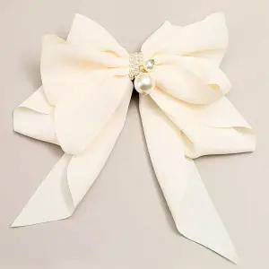 나비 진주장식 리본 자동 헤어핀 핸드메이드 머리핀