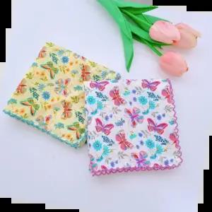 대형손수건 꽃과나비 뜨게 손수건 쁘띠스카프