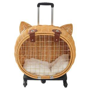 고양이 유모차 이동가방 라탄 중형견 켄넬 가방 이동식 바퀴달린 쿠션 애견