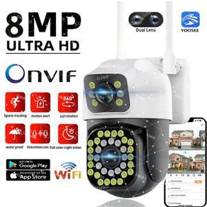 4K 8MP WiFi 감시 카메라 듀얼 렌즈 스크린 자동 추적 양방향 오디오 Onvif 10X 줌 보안 CCTV YOOSEE