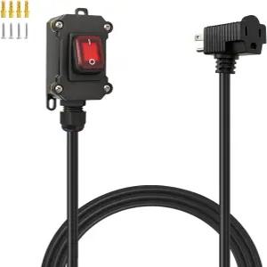 IP67 방수 인라인 코드 14AWG 3프롱 스위치 125V3FT 있는 LED 버튼 켜기끄기가 연장 ACDC 피그백 빨간색