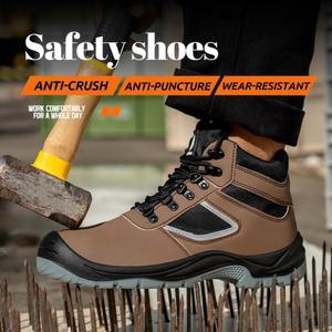 작업화 및 부츠 방수 안전화 남성용 등산화 갈색 내마모성
