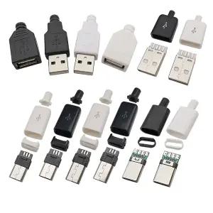 10 개 USB 커넥터 C 마이크로 USB 2.0 A 수 암 조립 어댑터 DIY 납땜 수리 충전 플러그 소켓