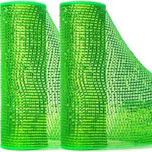 리블리 2롤 딥 라임 디럭스 리본 10인치 x 30피트10야드 각 롤 메탈릭 그린 와이드 포일 화환 스웩 및