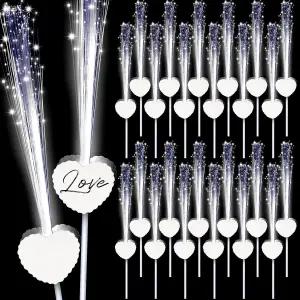 투조 24개의 광섬유 완드 웨딩 스파클링기 하트 모양 LED 글로우 스틱 3가지 모드로 발렌타인 카니발 인 더