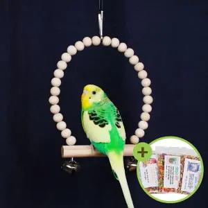 [하프클럽/올펫몰]천연 원목 종그네 앵무새 장난감 잉꼬 모란 버드토이