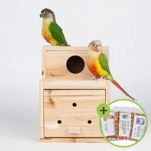 [하프클럽/올펫몰]천연원목 L자중소형알통 앞문형 앵무새 나무알통 새집